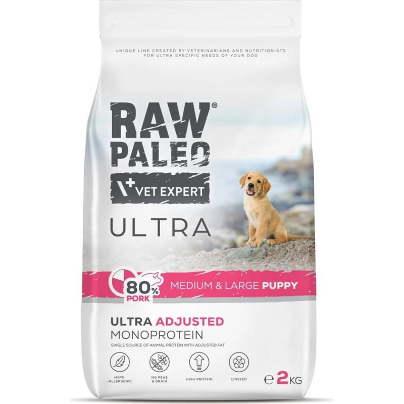 Vetexpert RAW PALEO Ultra Pork Medium & Large Puppy - dry dog food - 2kg