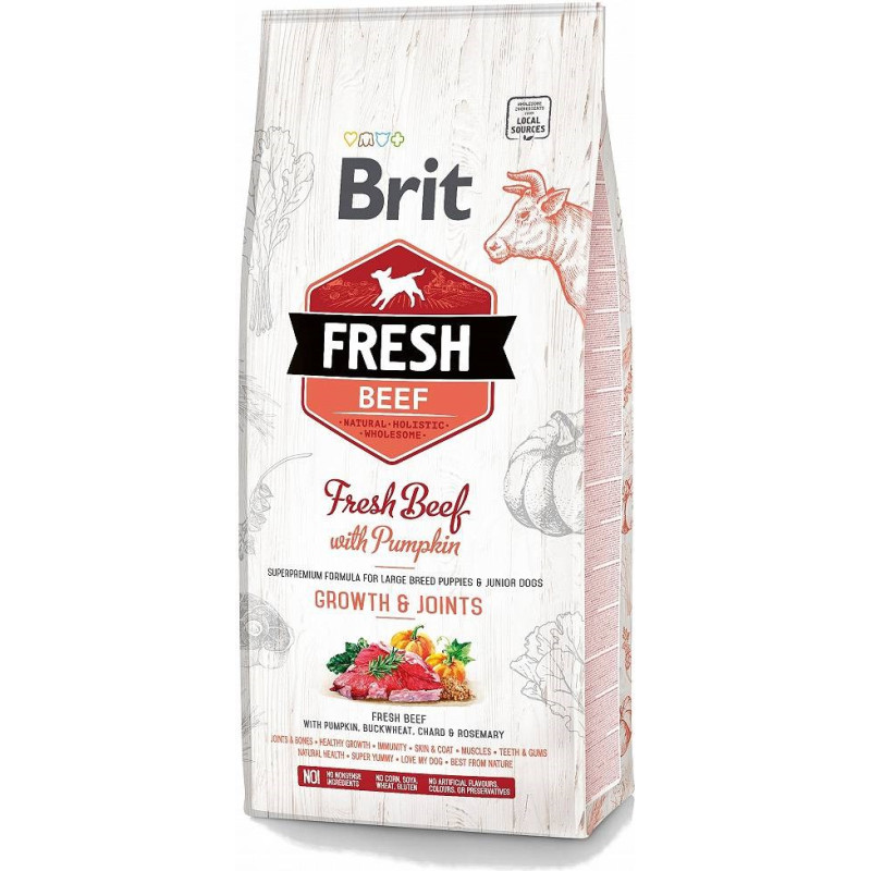 Brit Fresh Puppy&Junior Large Growth&Joints Beef with Pumpkin - dry dog food - 12 kg