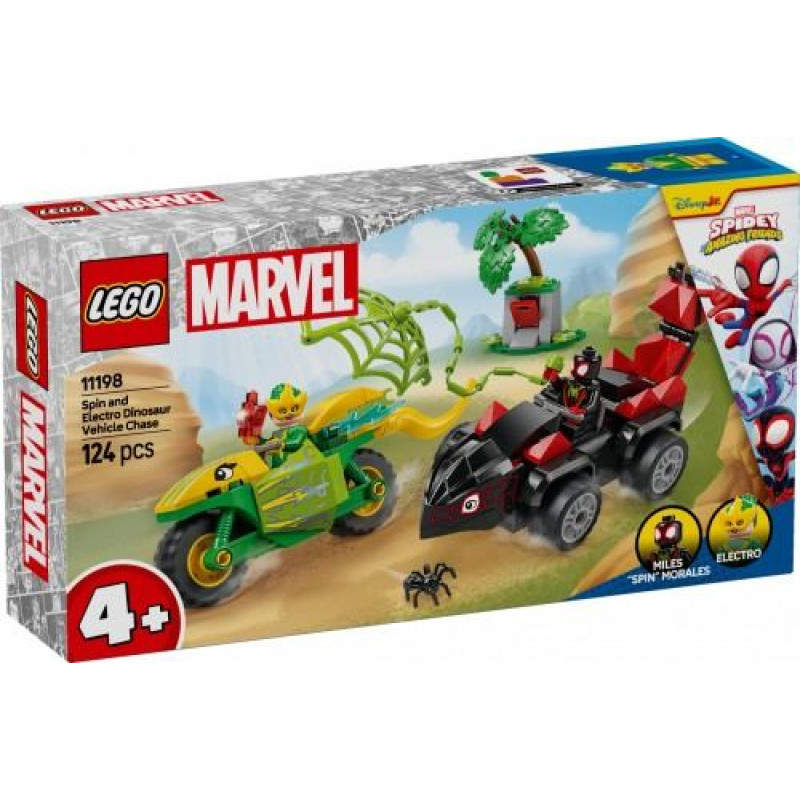 Lego SPIDEY 11198 Griešanās un elektriskā dinozaura transportlīdzekļa pakaļdzīšanās