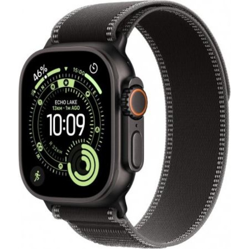 Apple Watch Ultra 3 GPS + Cellular 49mm Black Titanium Case with Black/Charcoal Trail Loop - S/M
