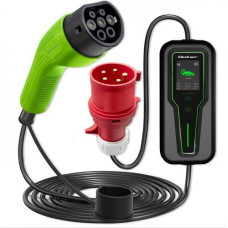 Qoltec Mobilna ładowarka do samochodu elektrycznego EV z regulacją 2w1 Typ2 | 11kW | 3 Fazy | CEE 5 PIN| LCD |Przenośna | Wallbox | 5m