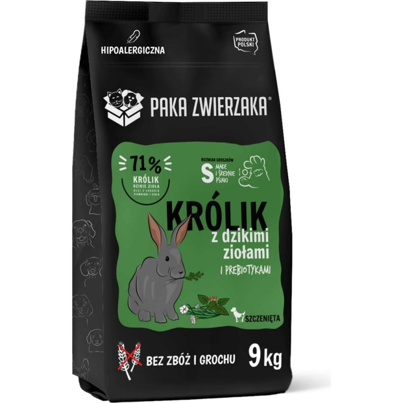 Paka Zwierzaka Puppy Rabbit with wild herbs S - dry dog food - 9kg