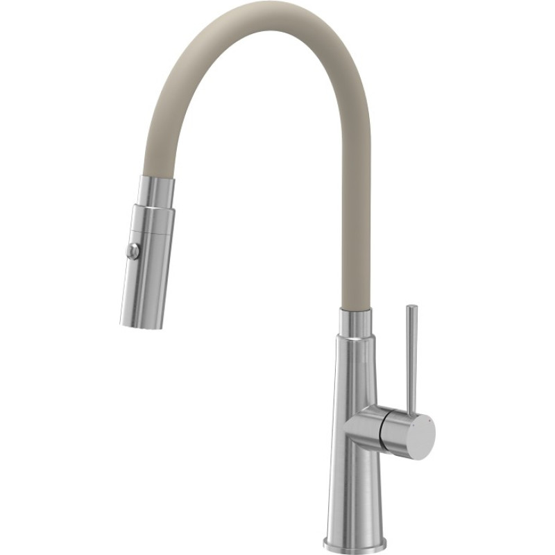 Quadron Virtuves jaucējkrāns ar elastīgu &scaron;ļūteni un du&scaron;as funkciju, GINA, 3922505_BSBE, tērauds/smil&scaron;krāsas.