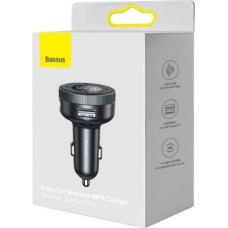 Baseus Car Charger Bluetooth FM Transmitter Enjoy Car with LED display Wireless U+U+3,5mm audio+TF MP3 Charger BT 5.0, 3.4A Black (CCLH-01)
