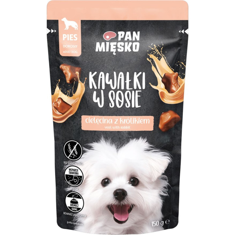 Pan Mięsko PAN MIĘSKO Pieces in sauce Veal with rabbit - wet dog food - 150g