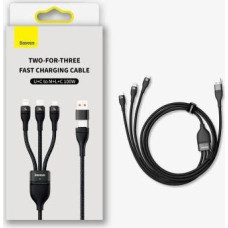 Baseus Universal Flash Series II 3-in-1 Fast Charging Data Cable (USB-A to Micro + Lightning + Type-C) QC, PD 100W, 1.2m, Black (CASS030101)