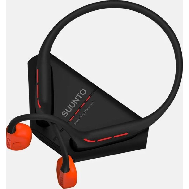 Suunto Wing 2 Coral Orange wireless bone conduction headphones with power bank