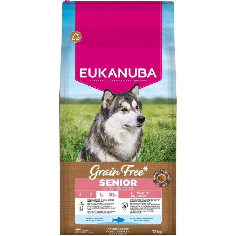 Eukanuba Grain Free Senior Large Ocean Fish - dry dog food - 12kg