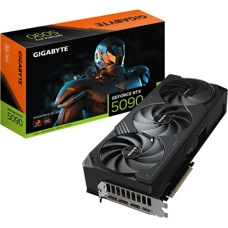 Gigabyte GeForce RTX 5090 WINDFORCE OC 32G Graphics Card - 32GB GDDR7, 512bit, PCI-E 5.0, 2467MHz Core Clock, 3 x DP 2.1a, 1 x HDMI 2.1b, NVIDIA DLSS 4, GV-N5090WF3OC-32GD