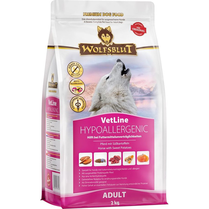 Wolfsblut VetLine Hypoallergenic Horse with sweet potatoes - dry dog food - 2kg