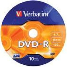 Verbatim DVD-R 16x 4.7GB 10P SP Matt Silver Wrap 43729
