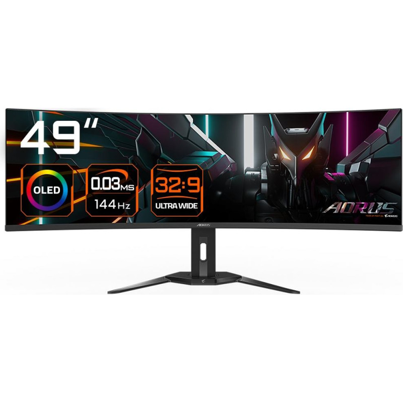 Gigabyte CO49DQ OLED Curved Gaming Monitor - 5120x1440(DQHD), 1800R, 144Hz, 0.03ms, KVM, FreeSync Premium Pro, HDMI 2.1