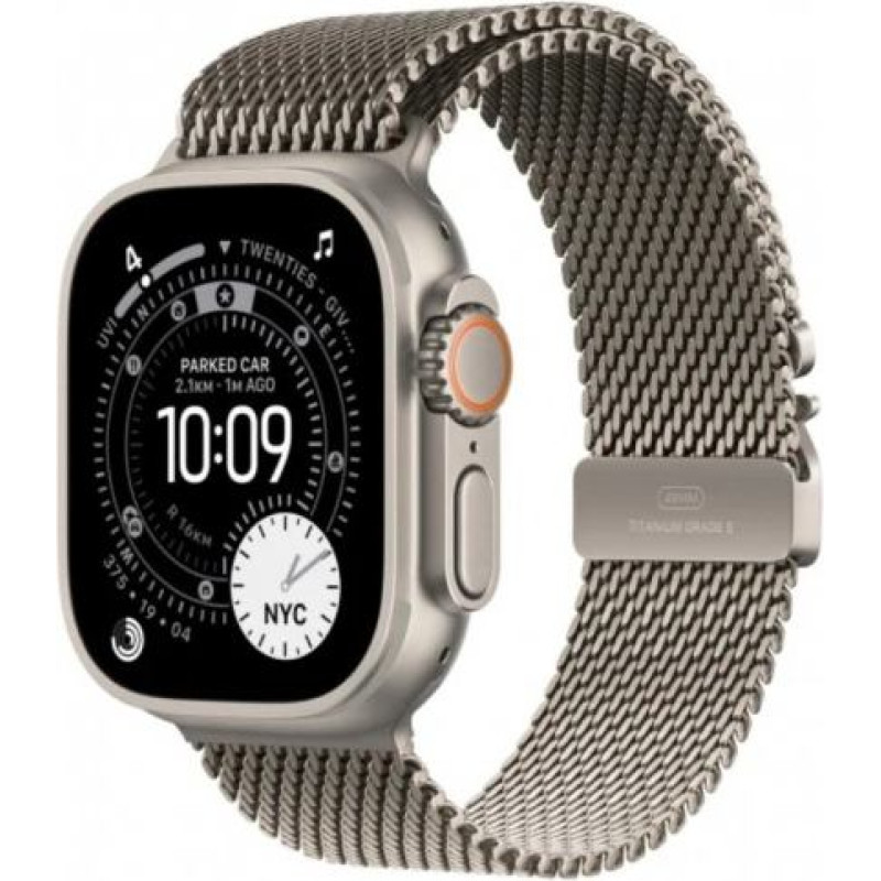 Apple Watch Ultra 3 GPS + Cellular 49mm Natural Titanium Case with Natural Titanium Milanese Loop - Small