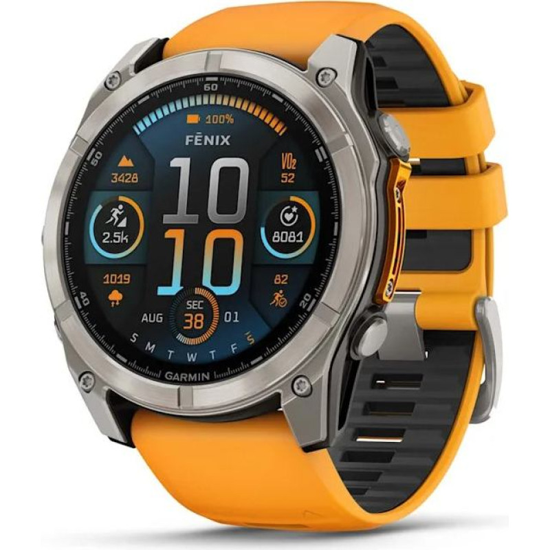 Garmin Fenix 8 3.56 cm (1.4") AMOLED 51 mm Digital 454 x 454 pixels Touchscreen Titanium Wi-Fi GPS (satellite)