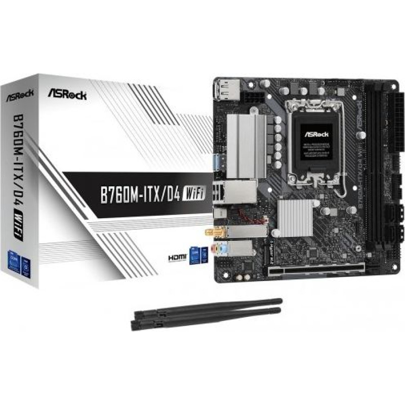 Asrock Motherboard B760M-ITX D4 WIFI s1700 2DDR4 mITX M.2 USB-C