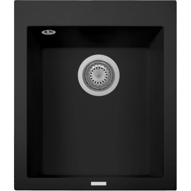 Plados Izlietne ONE ON4110-70, melna, matēta virsma, komplektā ar sifonu un ventilu.