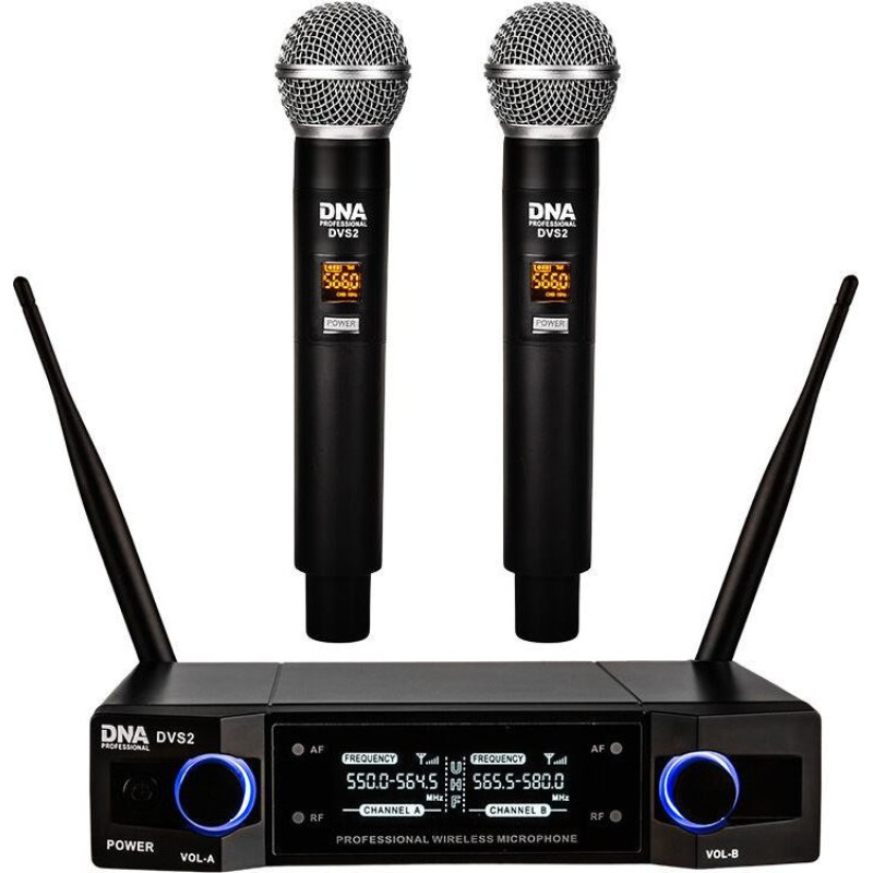 Dna Professional DVS2 - wireless microphone, 2 handheld transmitters + base unit (560&ndash;590 MHz)