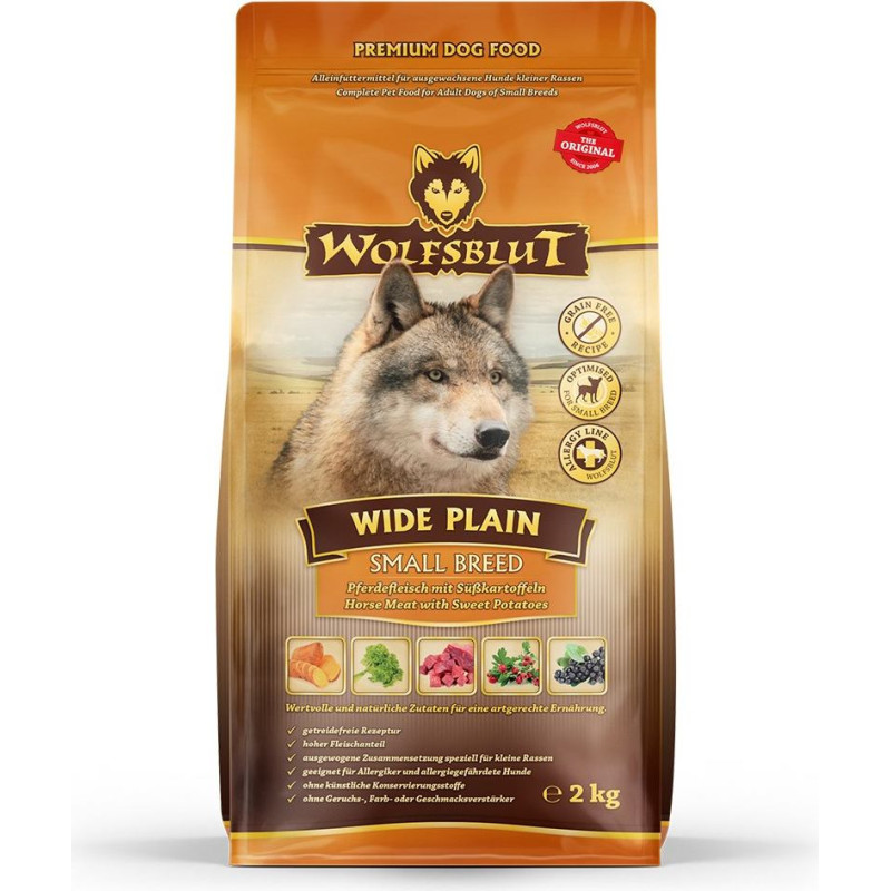 Wolfsblut Wide Plain Small breeds Horse with sweet potatoes - dry dog food - 2kg