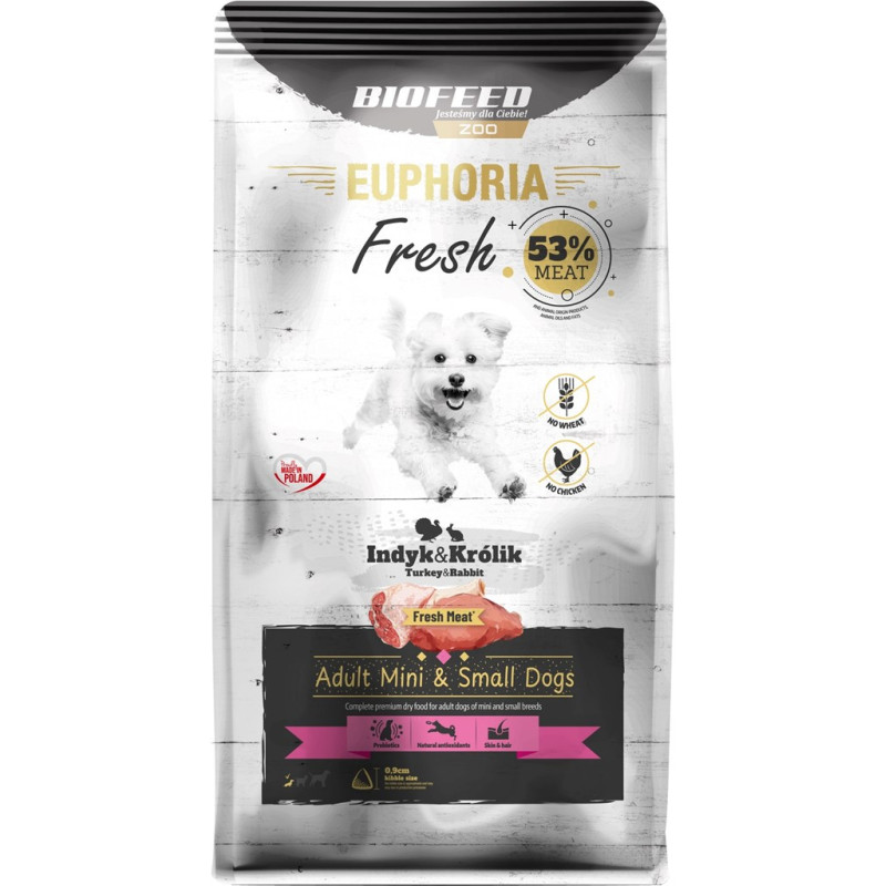 Biofeed Euphoria Fresh Adult Mini & Small Turkey with rabbit - dry dog food - 8kg