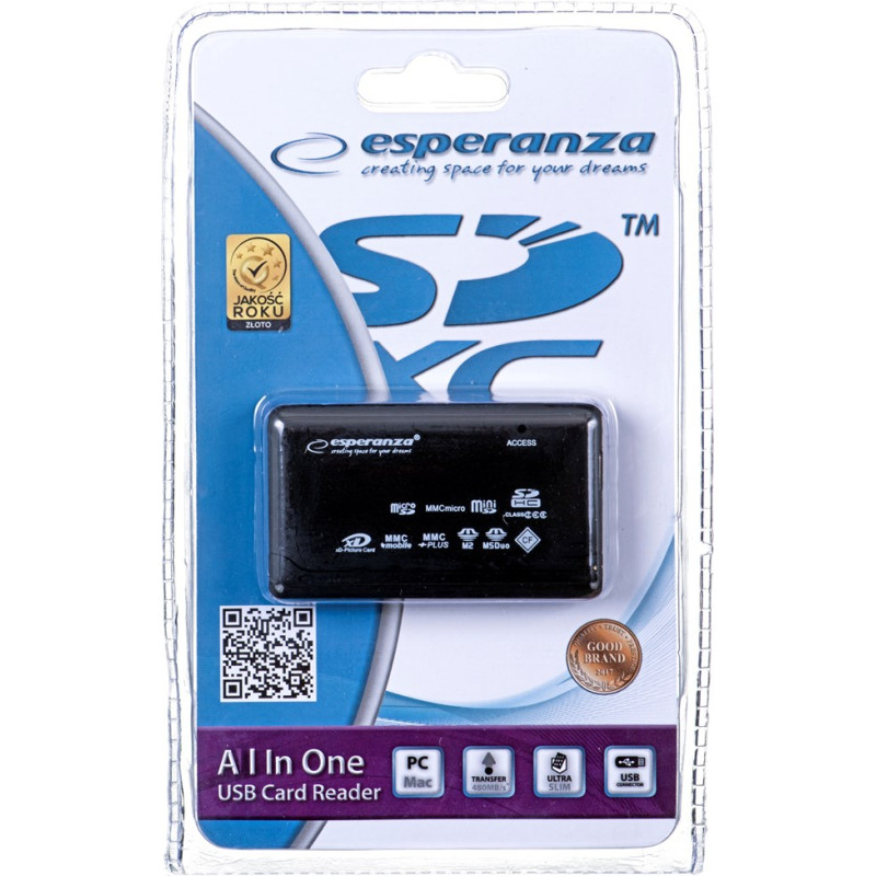 Esperanza EA119 card reader Black USB 2.0