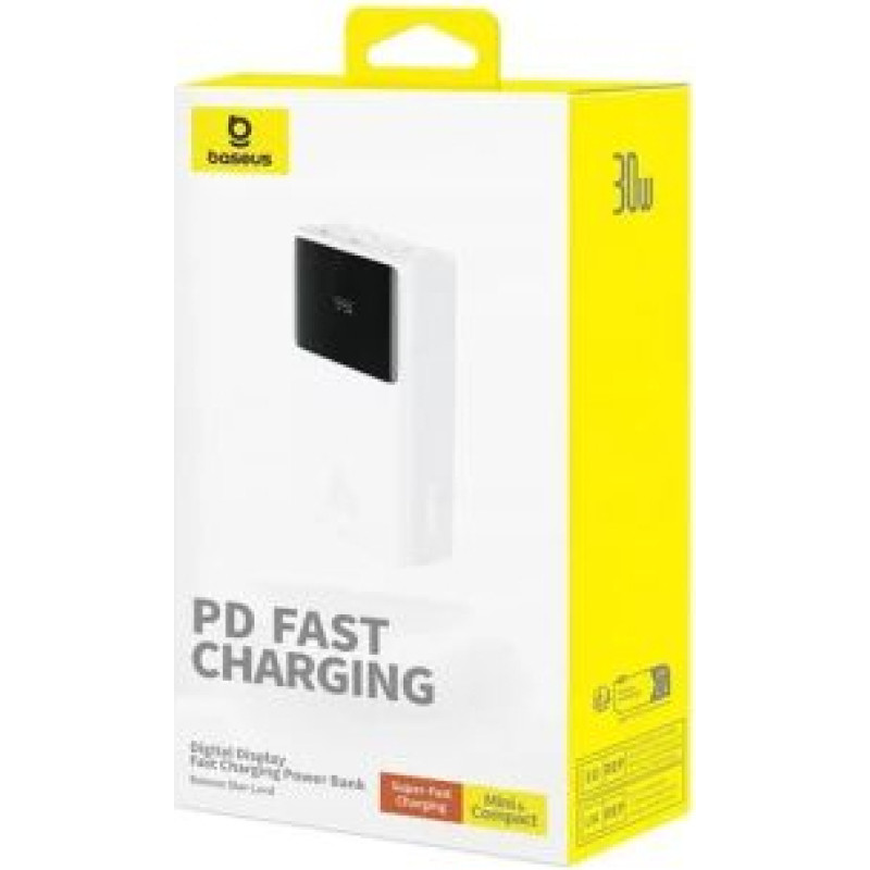 Baseus Power Bank Star-Lord with Digital Display, Fast Charge, C+A+A, 30W, 10000 mAh, White (P10022907113-01)