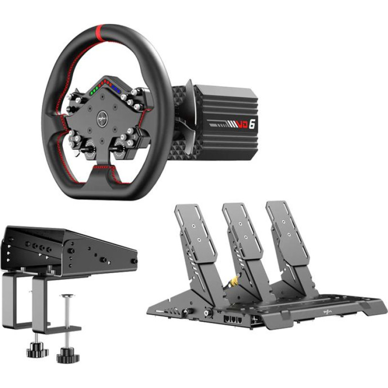 PXN VD6 Bundle DP gaming set - VD6 base + WDS R2 steering wheel + pedals + Z9 clamp