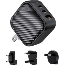 Invzi GanHub 2x USB-C + USB wall charger, 65W, EU/UK/AU/US (black)
