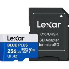 Lexar Memory card microSD card 256GB C10 A2 U3 V30 170MB/s Blue Plus
