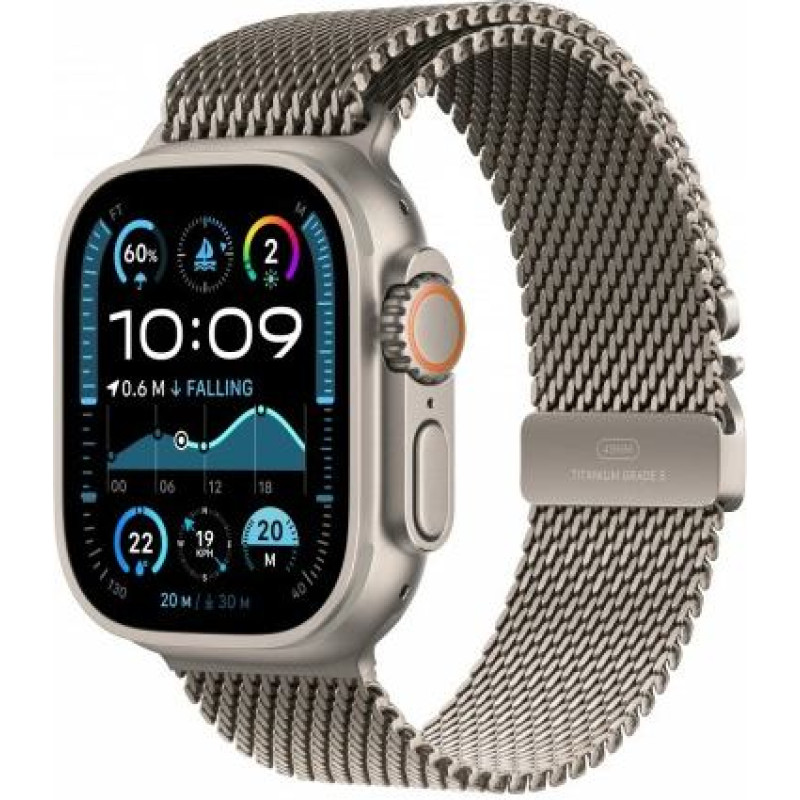 Apple Watch Ultra 2 GPS + Cellular 49 mm Natural Titanium Case with Natural Titanium Milanese Loop - M
