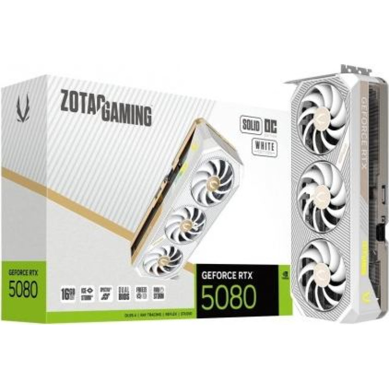 Zotac Graphics card GeForce RTX 5080 SOLID OC 16GB GDDR7 256bit 3DP/HDMI white