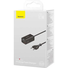 Baseus Travel Charger GaN3 Pro Quick wall charger C+C+U, PD3.0, QC4.0 +, AFC, FCP, SCP, PPS, MTK, (with Type C - Type C cable 1m) 65W, Black EU (CCGP040101)