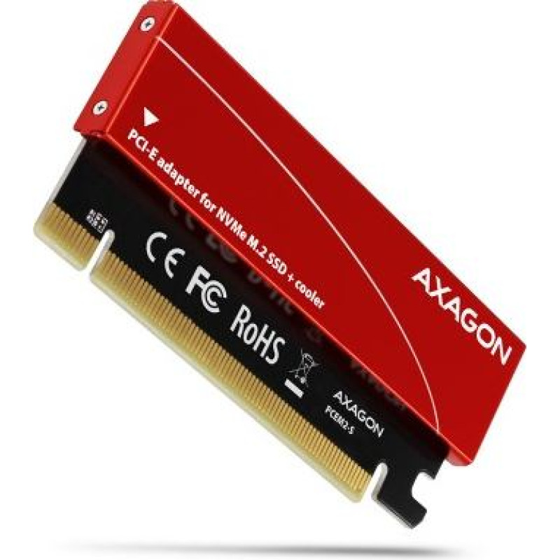 Axagon PCEM2-S PCI-E 3.0 16x - M.2 SSD NVMe, up to 80mm SSD, low profile, cooler