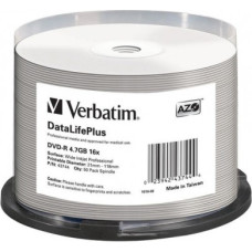 Verbatim DVD-R 16x 4.7GB 50P CB Printable AZO DL+ NO ID