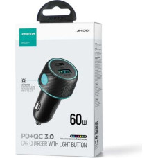 Joyroom Car Charger U+C, QC 3.0, PD, 60W, RGB, Black (JR-CCN01)