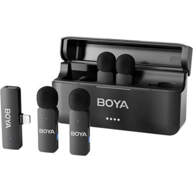 Boya Microphone Wireless BY-V4 2.4GHz with 4 transmitters and 1 receiver (Lightning) Black EU