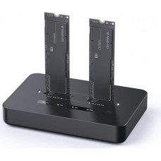 Gembird DD2-U3M2 Desktop dual drive USB Type-C M.2 NVME (and SATA) SSD docking station, black