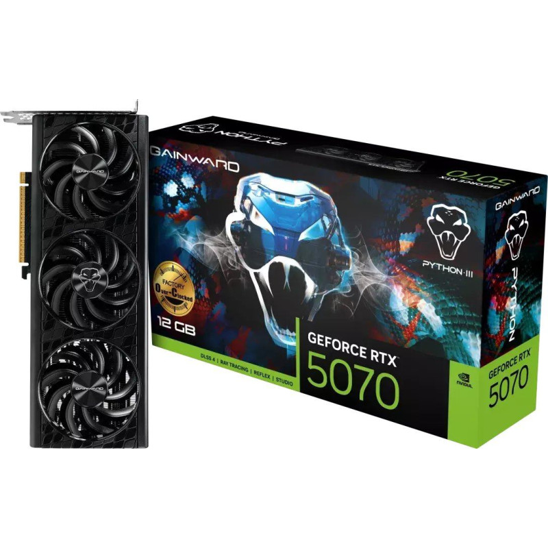 Gainward Karta graficzna Gainward GeForce RTX 5070 Python III OC 12GB GDDR7 DLSS4 (NE75070S19K9-GB2050T)