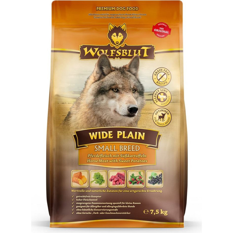 Wolfsblut Wide Plain Small breeds Horse with sweet potatoes - dry dog food - 7,5kg