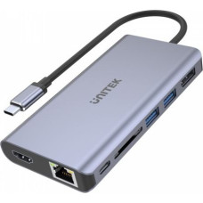 Unitek HUB USB-C 2x USB 3.1, HDMI,DP, RJ45, SD;D1056