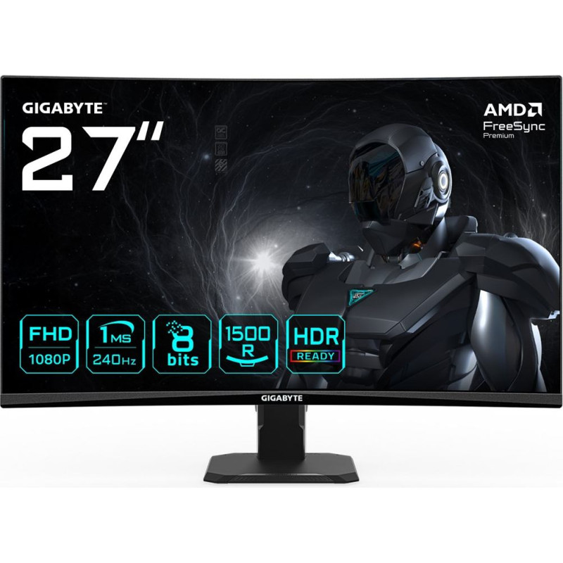 Gigabyte GS27FC2 27" FHD Curved Gaming Monitor - 1920 x 1080, 240Hz, 1, 350 cd/m&sup2;, HDR Ready, HDMI 2.0, Displayport 1.4