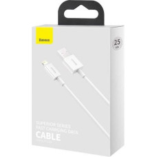 Baseus Lightning Superior Series cable, Fast Charging, Data 2.4A, 0.25m White (CALYS-02)