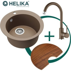 Helika Komplektas: virtuvės plautuvė, mai&scaron;ytuvas ir lentelė HELIKA SR100-114W+5523E2-001+SR-416.300 (sapele