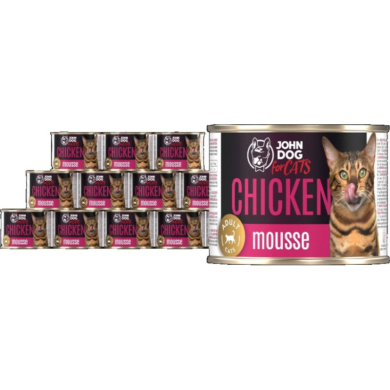 John Dog For cats Mousse Chicken - wet cat food - 12x200g