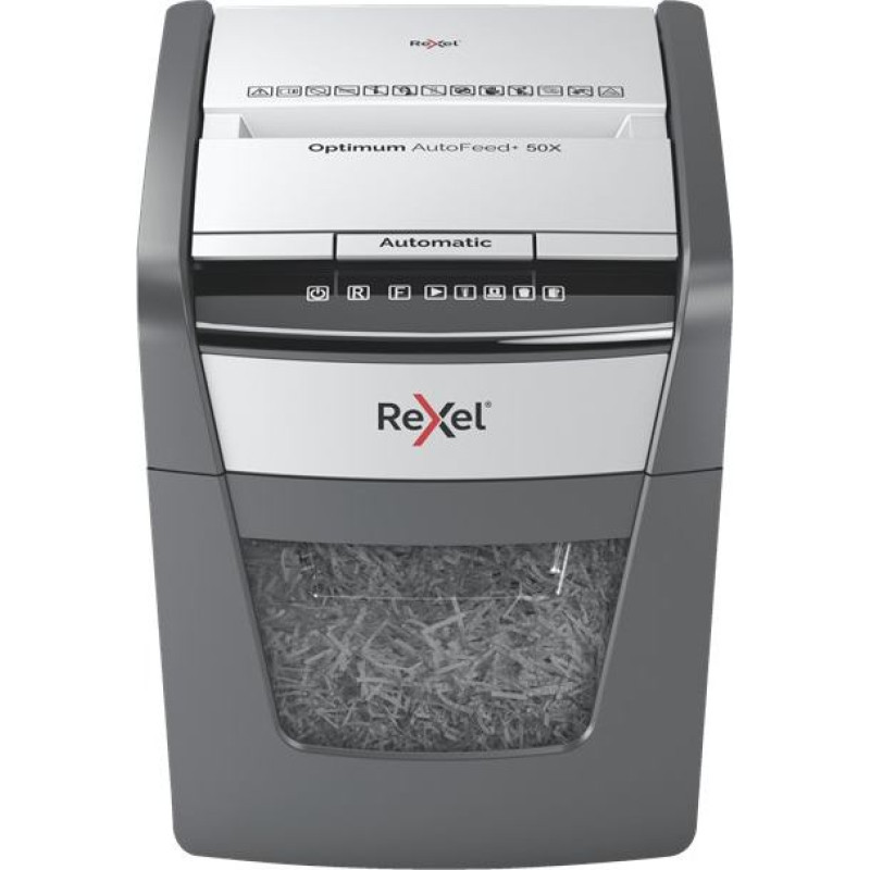 Rexel Optimum AutoFeed+ 50X paper shredder Cross shredding 55 dB 22 cm Black, Grey