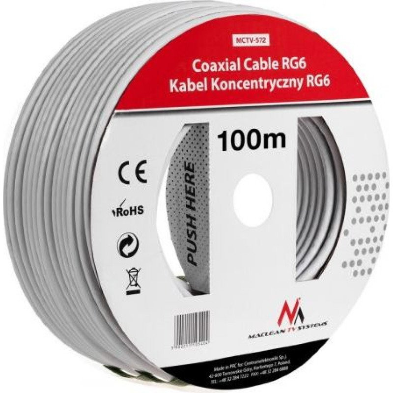 Maclean Coaxial cable 1.0 CCS RG6 100m MCTV-572