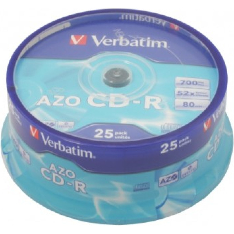Verbatim CD-R 52x 700MB 25P CB Azo 43352