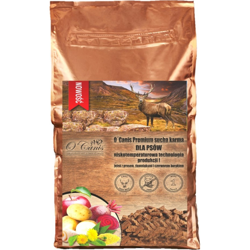 O'canis Deer with millet, potatoes, and red beet - dry dog food - 12kg