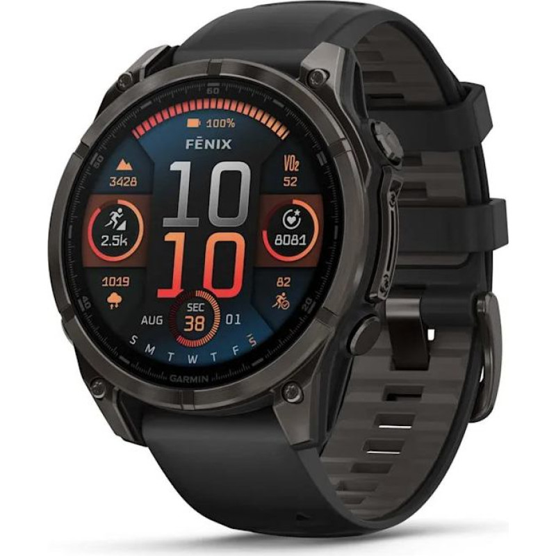 Garmin fenix 8 3.56 cm (1.4") AMOLED 47 mm Digital 454 x 454 pixels Touchscreen Black Wi-Fi GPS (satellite)