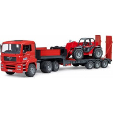 Bruder MAN TGA with low bed trailer and loader