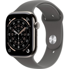 Apple Watch Series 11&nbsp;GPS + Cellular 46mm&nbsp;Natural Titanium Case | Stone Grey Sport Band - M/L